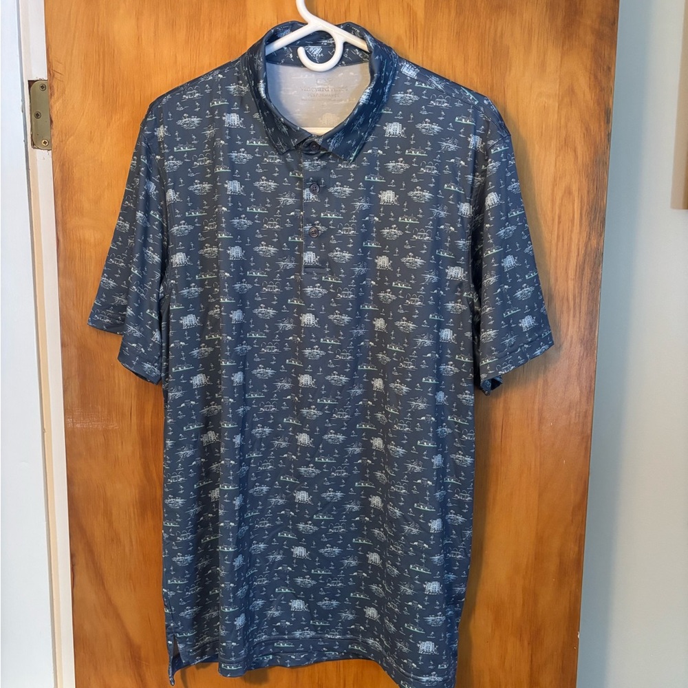 Vineyard Vines Resort Theme Printed Golf Performance Polo Men’s Size Large